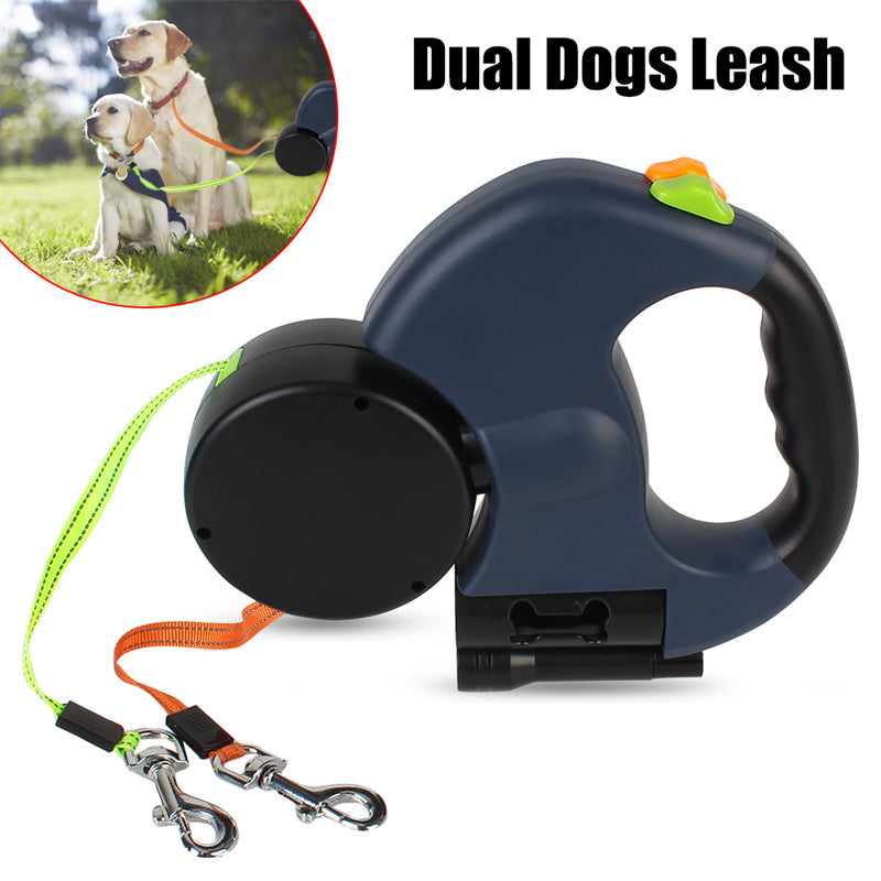 Retractable Dog Leash For Small Dogs Reflective Dual Pet Leash Lead 360 Swivel No Double Dog Walking Leash With Lights Pet