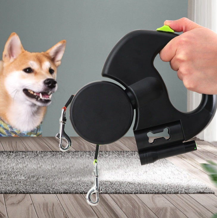 Retractable Dog Leash For Small Dogs Reflective Dual Pet Leash Lead 360 Swivel No Double Dog Walking Leash With Lights Pet