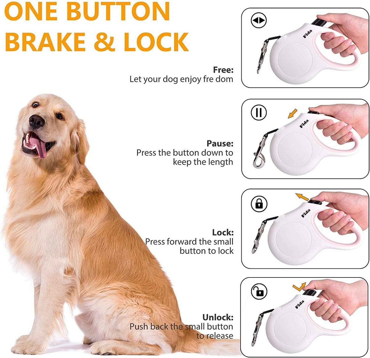 16ft Retractable Dog Leash for Small Dogs, Reflective