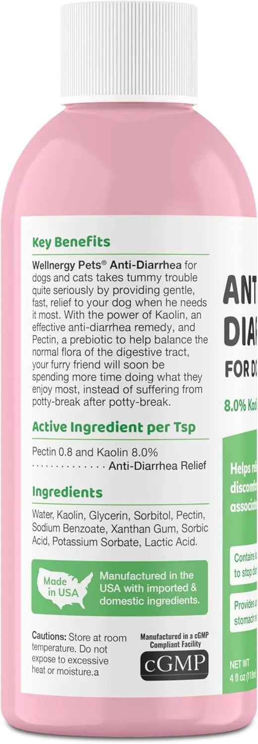 Anti Diarrhea Liquid for Dogs with Kaolin, 4 Oz