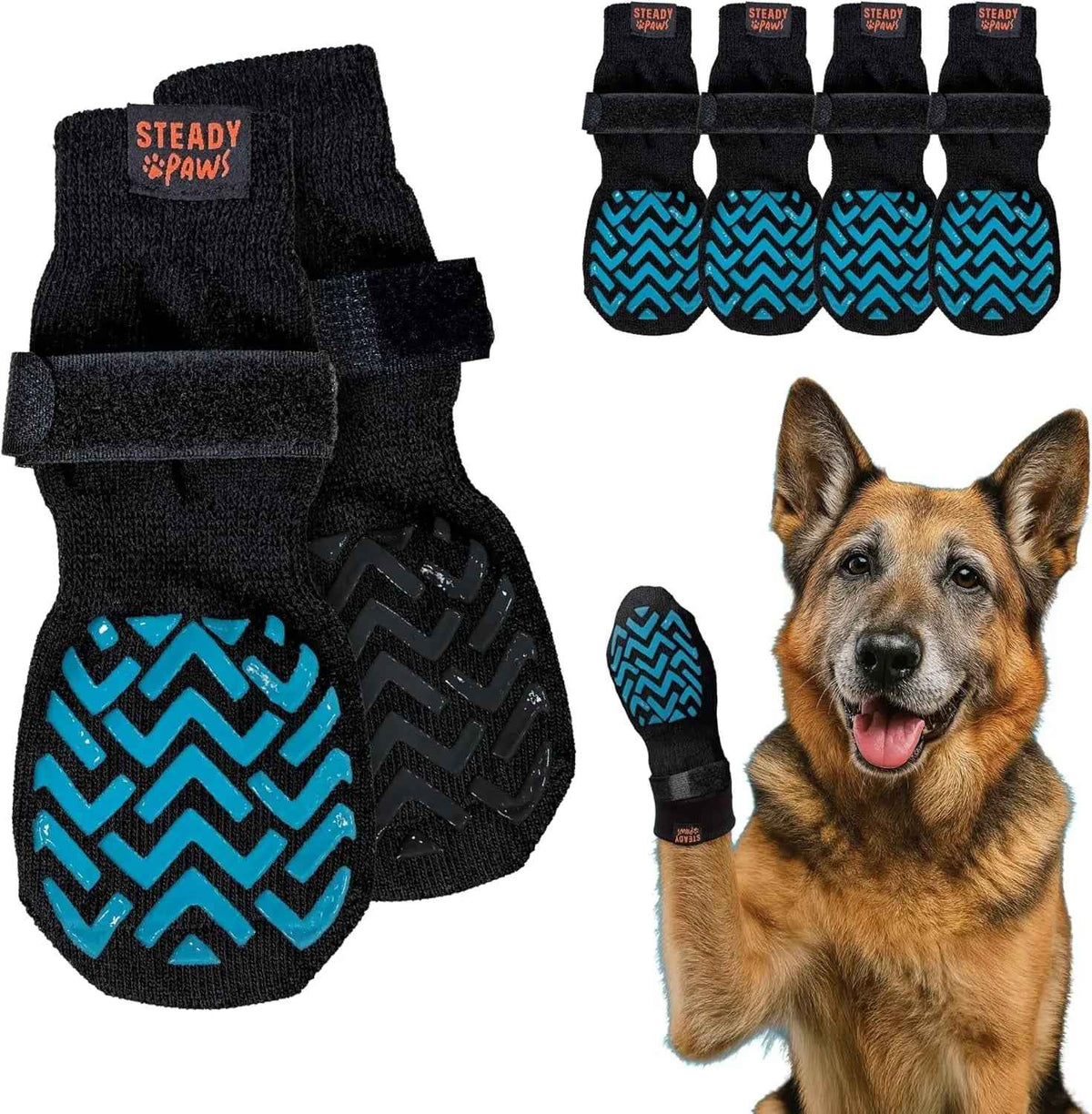 Anti-Slip Dog Socks with Straps, Breathable 4-Pack