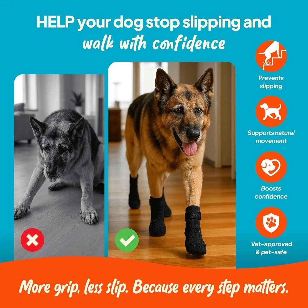 Anti-Slip Dog Socks with Straps, Breathable 4-Pack