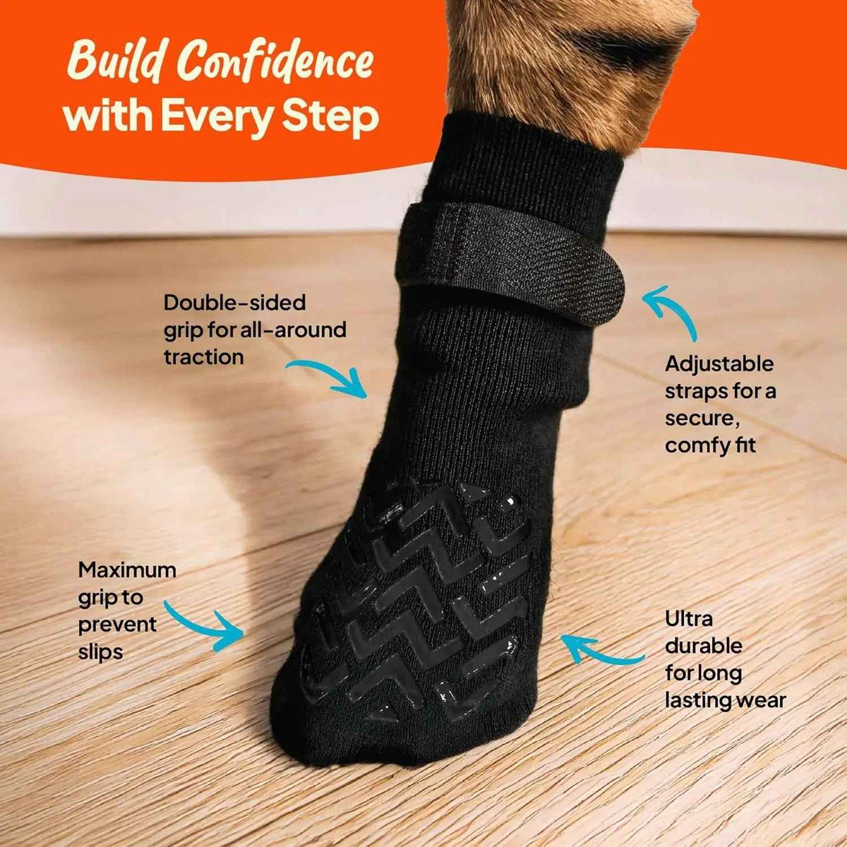 Anti-Slip Dog Socks with Straps, Breathable 4-Pack