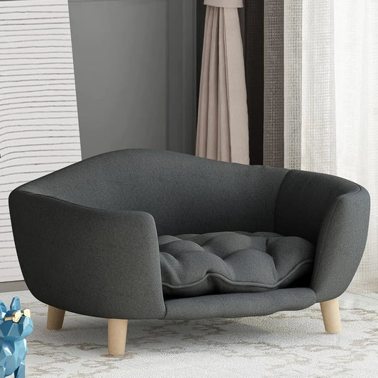 Corduroy Elevated Dog Sofa Bed with Wood Legs | Modern Living Suite