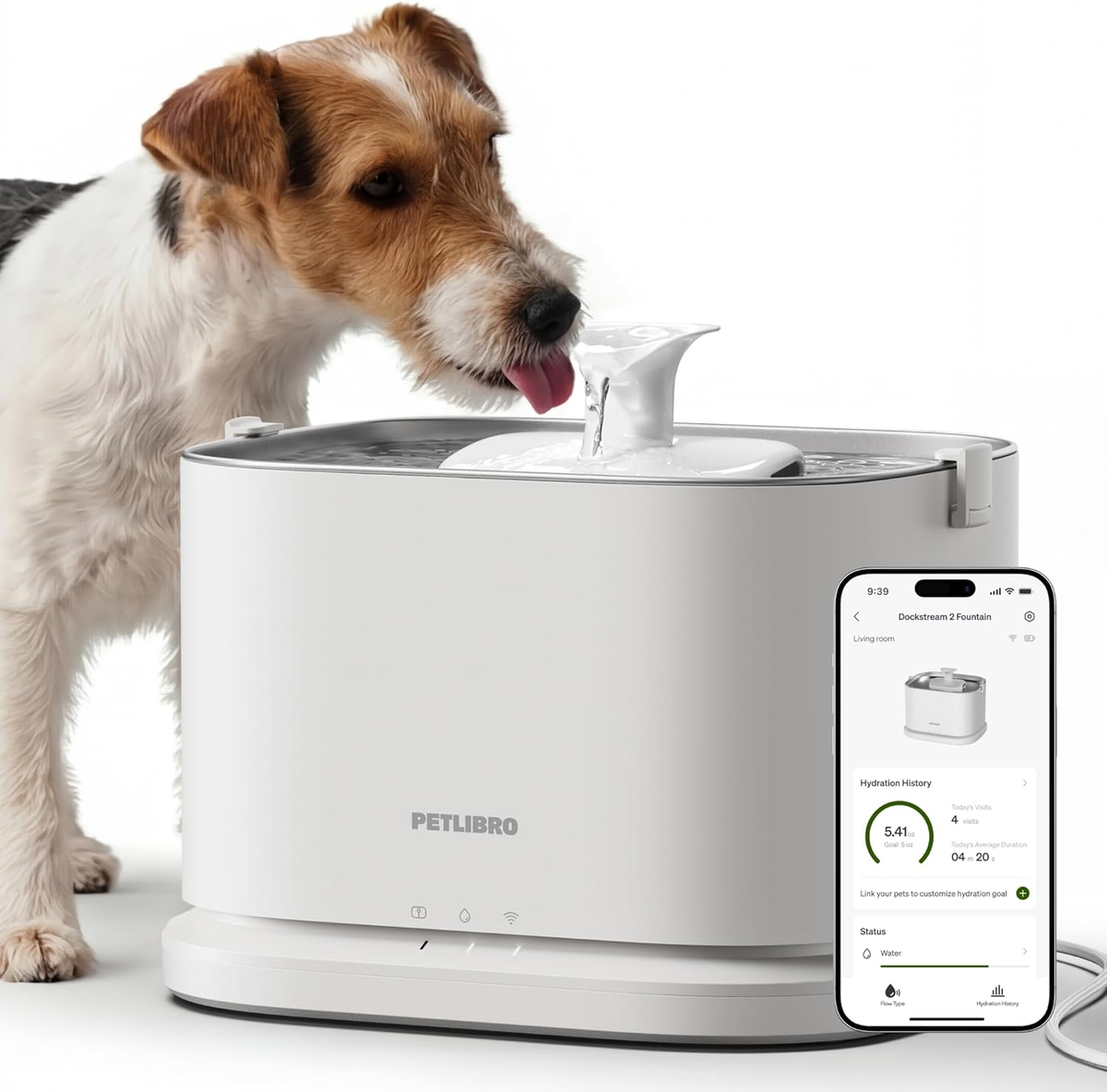 Smart Stainless Steel Dog Water Fountain 3L with App