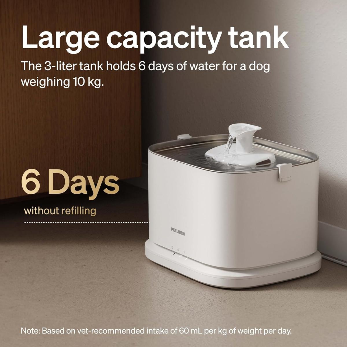 Smart Stainless Steel Dog Water Fountain 3L with App