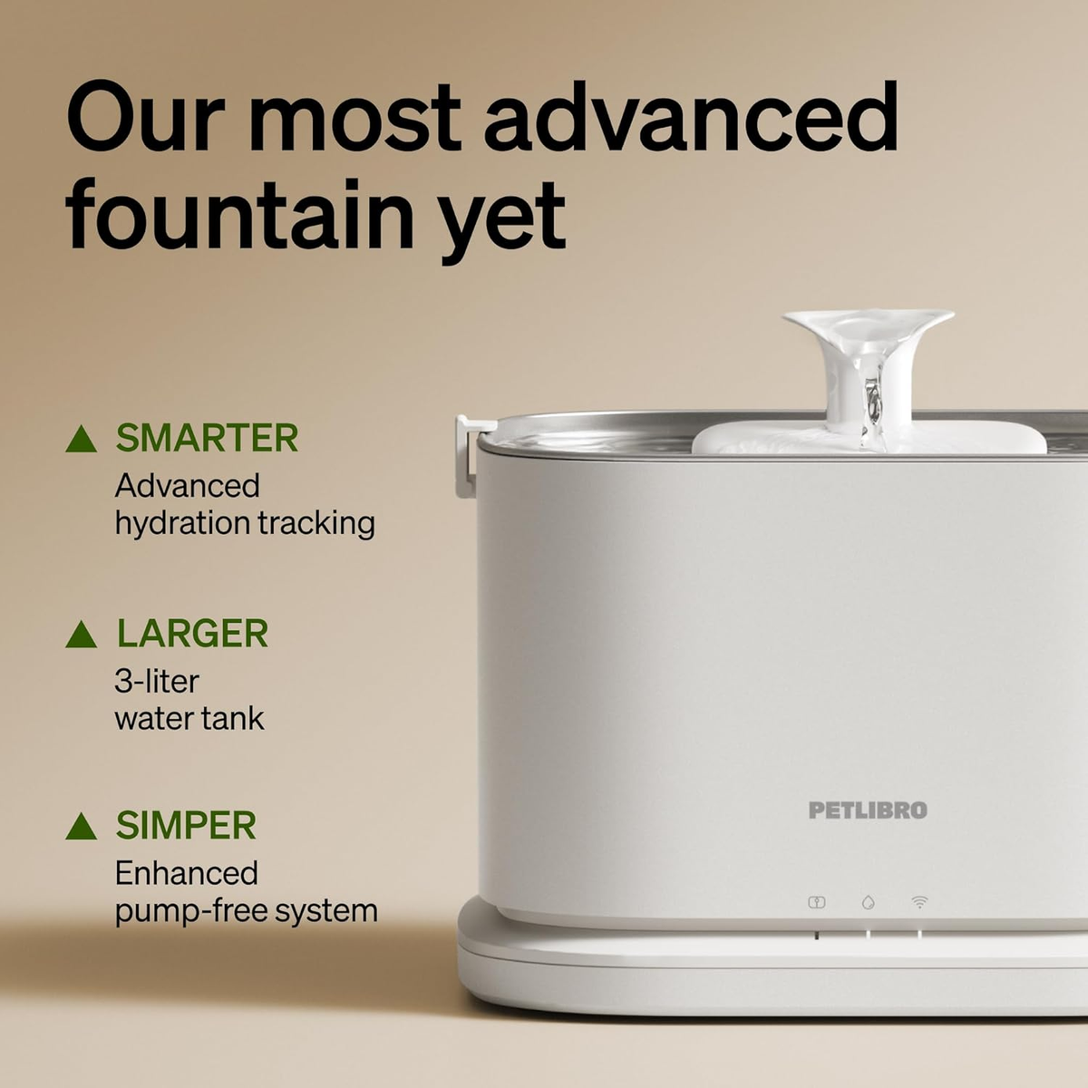 Smart Stainless Steel Dog Water Fountain 3L with App