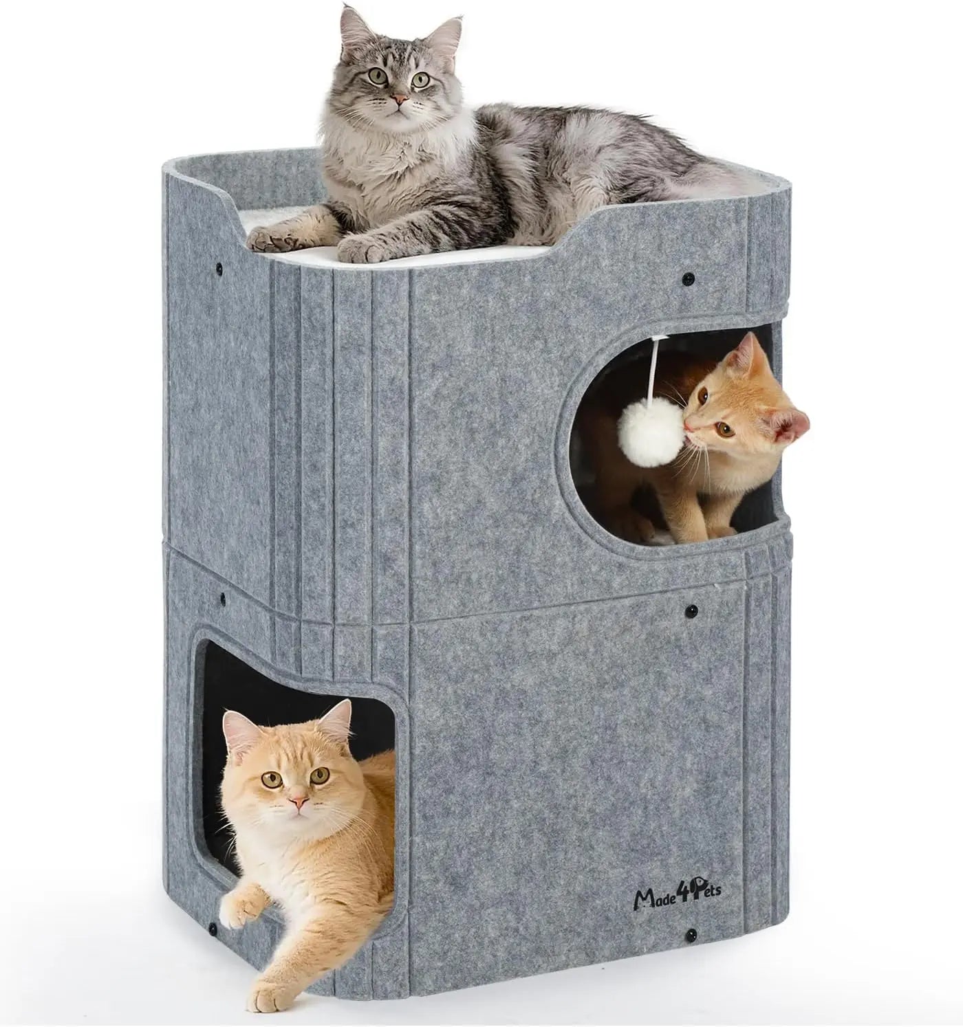 Made4Pets 2-Story Indoor Cat House Cube Bed Tunnel Condo