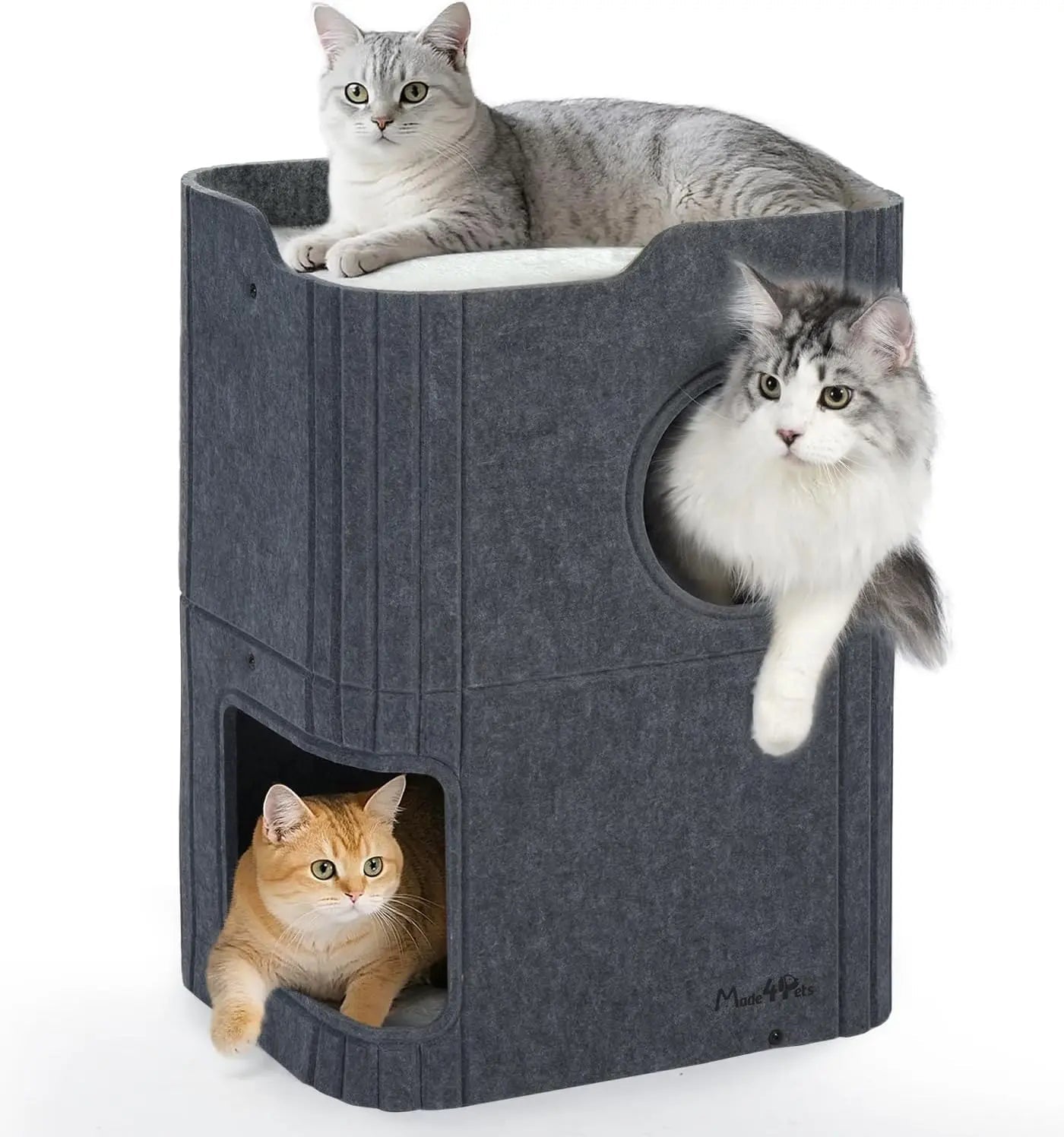 Made4Pets 2-Story Indoor Cat House Cube Bed Tunnel Condo