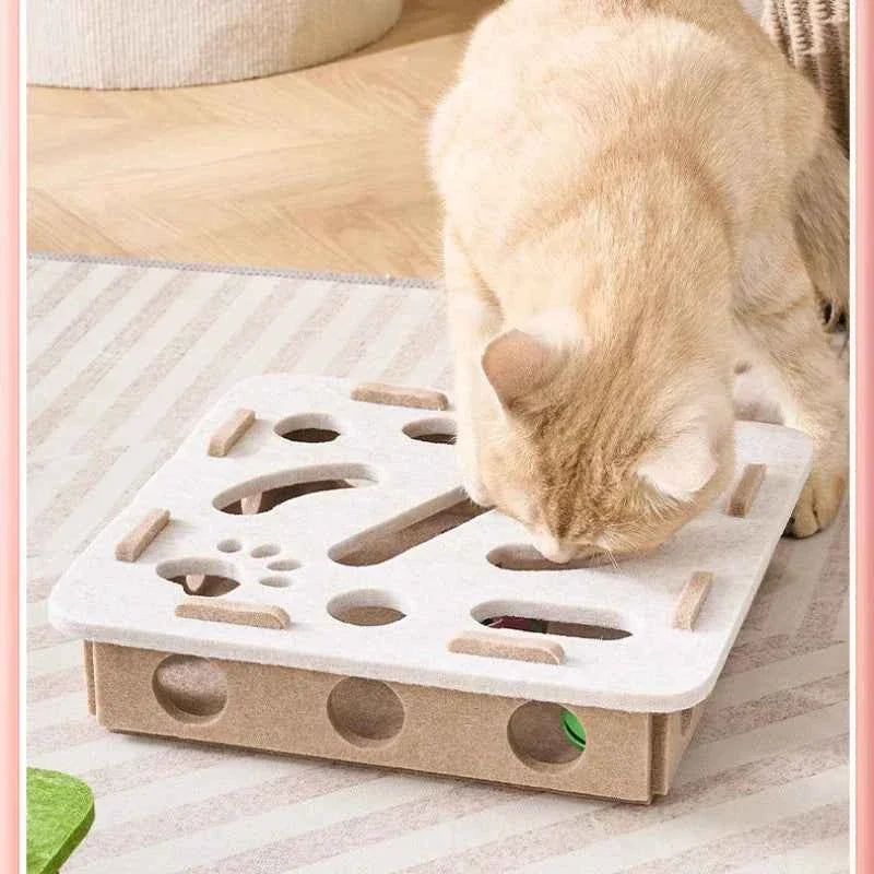 Interactive Cat Puzzle Toy with Sisal Scratching Post