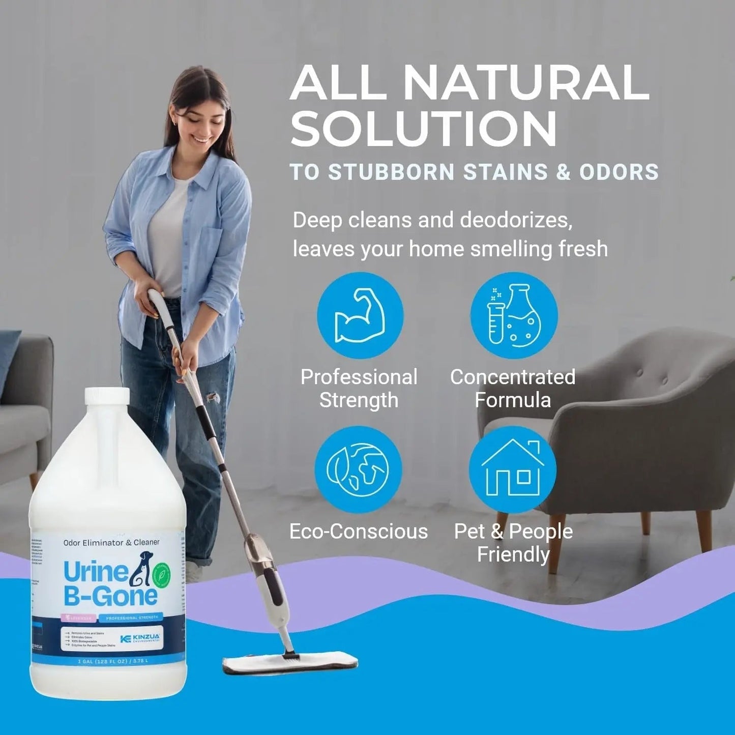 Urine B-Gone Enzyme Pet Odor Eliminator & Stain Remover – Lavender/Citrus Scent