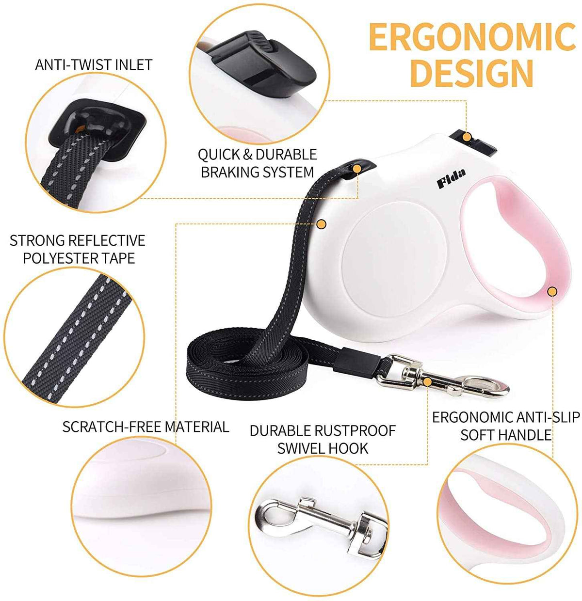 16ft Retractable Dog Leash for Small Dogs, Reflective